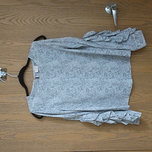 a new day Tops - A New Day White and Black Cut Out Ruffle Sleeve Blouse